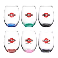 Liquid Lunch 15 oz Stemless Wine Glasses with Color Bottom