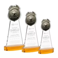 Police Badge Award on Alberton Base - Amber