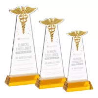 Caduceus Award on Hartford Base - Amber