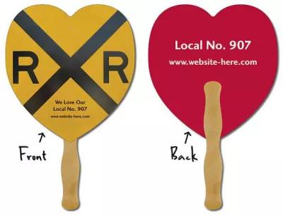 Hand Fan - 8.5x8 Heart Shaped Laminated