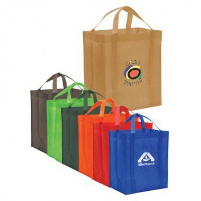 13-3/4" x 11-3/4" x 8-1/2" NonWoven Reusable Grocery Tote