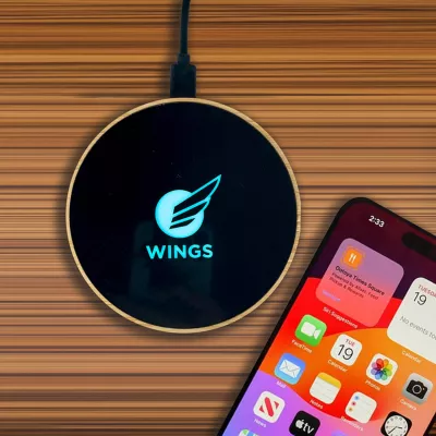 Luna Round Bamboo Light Up Wireless Charger