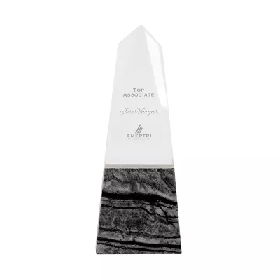 Deneb Crystal Obelisk with Marble Base