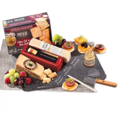 Genuine Slate Serving Plate with Wisconsin Cheese & Sausage
