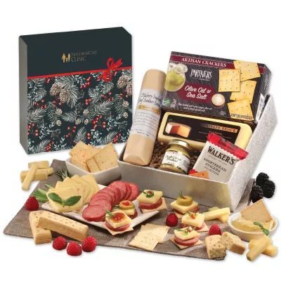 Shelf Stable Snack Lover's Gift Box with Pine Boughs & Berries Sleeve
