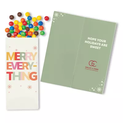 One Color Foil-Stamped Stock Holiday Sentiment Sweeter Cards with Candy Coated Chocolate Bitz