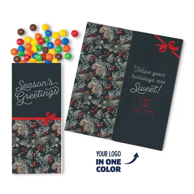 One Color Foil-Stamped Stock Pine Boughs & Berries Sweeter Cards with Candy Coated Chocolate Bitz