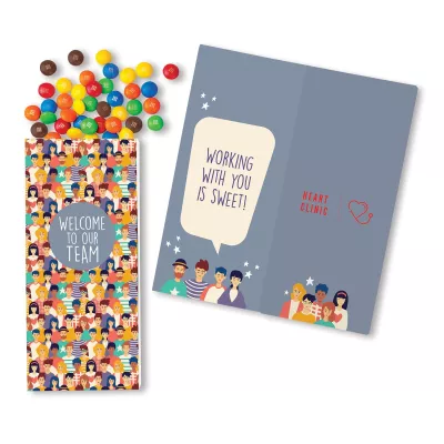One Color Foil-Stamped Stock Welcome Sweeter Cards with Candy Coated Chocolate Bitz