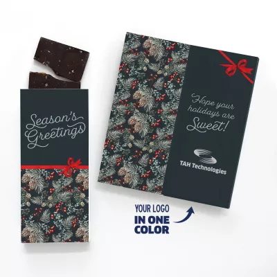 One Color Foil-Stamped Stock Pine Boughs & Berries Sweeter Cards with Sea Salt Caramel Chocolate Bar