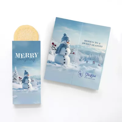 One Color Foil-Stamped Stock Snowman Sweeter Cards with Sugar Cookies