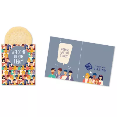 One Color Foil-Stamped Stock Welcoming Mini Sweeter Card with Single Sugar Cookie