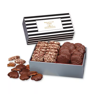 Toffee & Pecan Clusters in Gift Box with Stripes Sleeve