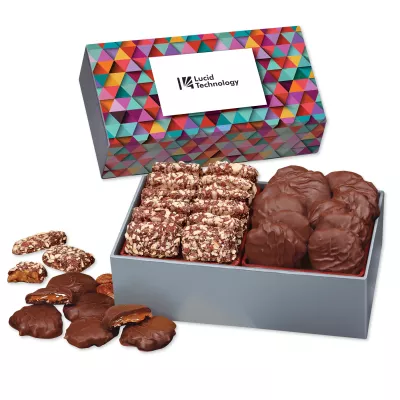 Toffee & Pecan Clusters in Gift Box with Triangles Sleeve