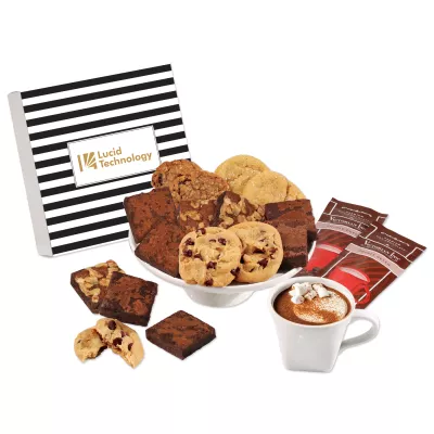 Gourmet Cookie & Brownie Gift Box with Stripes Sleeve