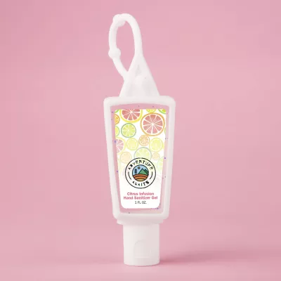Hand Sanitizer Gel With Moisture Beads: 1 oz Triangle Bottle with Carabiner