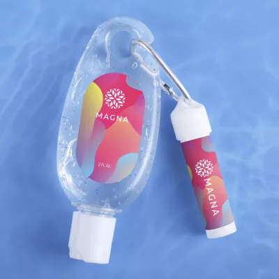 Moisturizing Hand Sanitizer & Lip Moisturizer Carabiner Kit