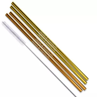 Straight Stainless Steel Straws: Set of 4" Gold and/or Copper