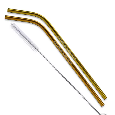 Bent Stainless Steel Straws: Set of 2" Gold and/or Copper