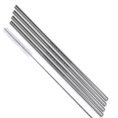 Straight Stainless Steel Straws: Set of 4" Silver