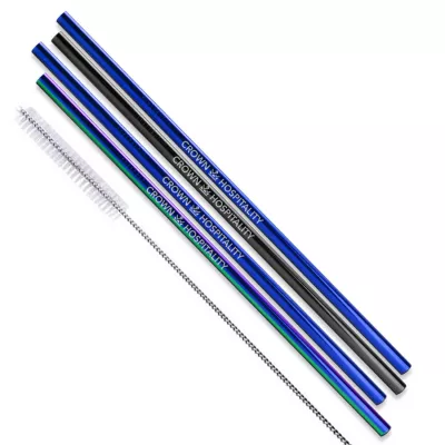 Straight Stainless Steel Straws: Set of 4" Black, Blue, and/or Rainbow