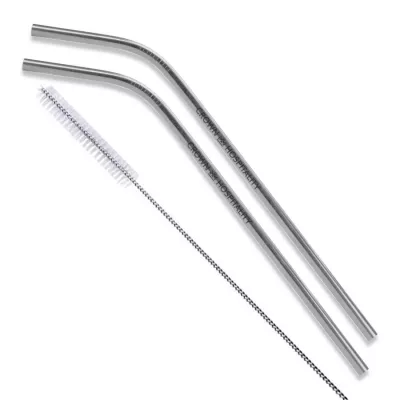 Bent Stainless Steel Straws: Set of 2" Silver