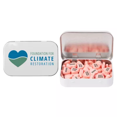 Rectangular Tin - Imprinted Conversation Hearts