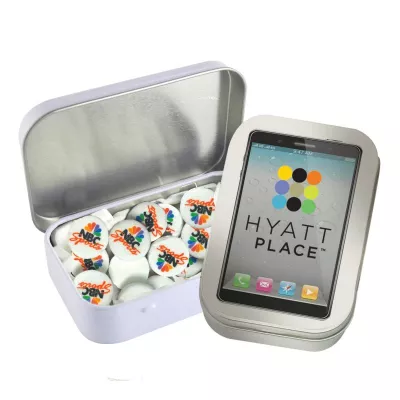 Rectangular Tin with Imprinted Round Mints
