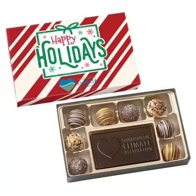 8 Piece Chocolate Truffle Box Full Color Lid w/Chocolate Centerpiece