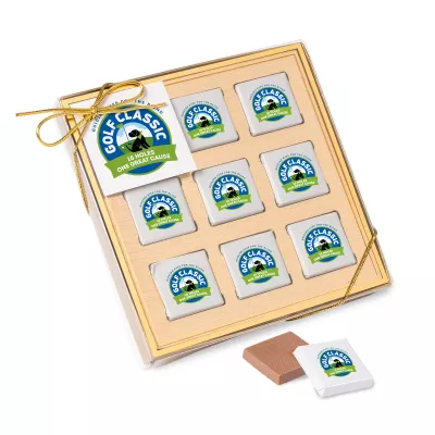 Nine Piece Chocolate Foiled Square Gift Box-Full Color