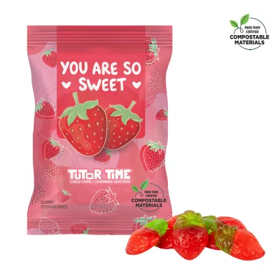 4 oz. ECO-Digibag™, Compostable & Full Color, 3D Gummy Strawberries