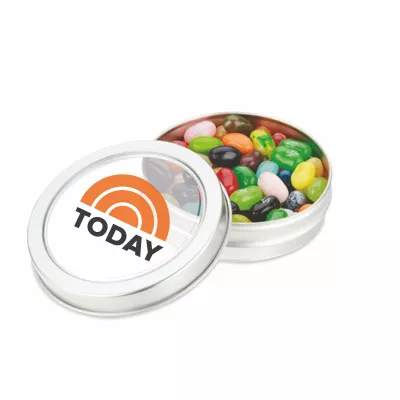 Top View Tin w/Jelly Belly® Jelly Beans (3 Oz)