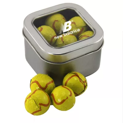 Window Tin w/Chocolate Tennis Balls