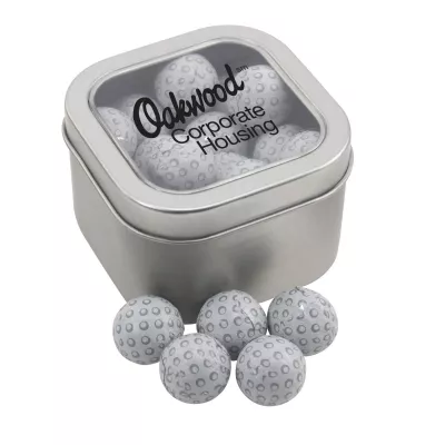 Window Tin w/Chocolate Golf Balls