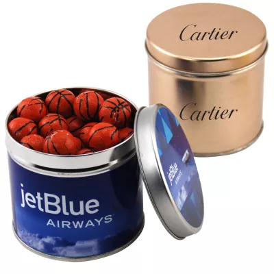 Round Tin w/Chocolate Basketballs