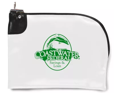 10.5"x9" Expanded Vinyl Curved Zipper Bank Bag w/Standard Swing Lock