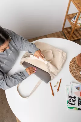 Open Laptop Tote - Natural Canvas