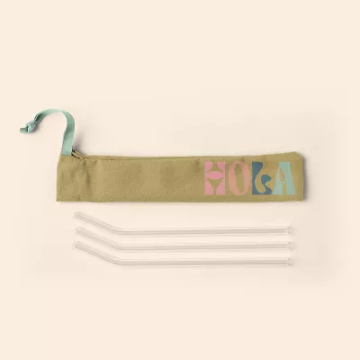 4CP Pigment Dyed Canvas Pouch For Reusable Straws