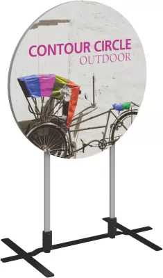 Contour Double-Sided Outdoor Sign Circle w/Plate Base