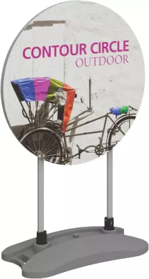 Contour Double-Sided Outdoor Sign Circle w/Fillable Base