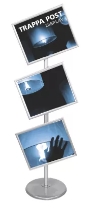 Trappa Post Stand w/ 3 Slanted 20" x 16" Snap Edge Frames