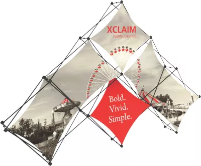 Xclaim 10' 6 Quad Pyramid Fabric Popup Display Kit 01