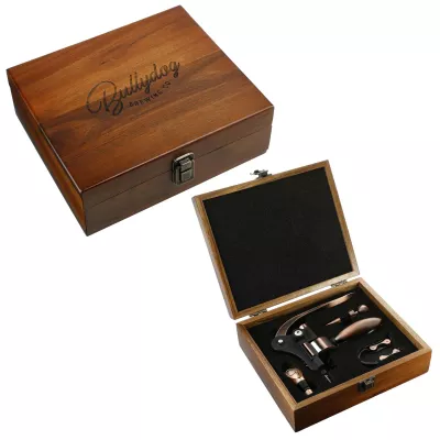 Graze Wood and Metal Wine Set