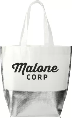 Large Laminated Metallic Bottom Tote