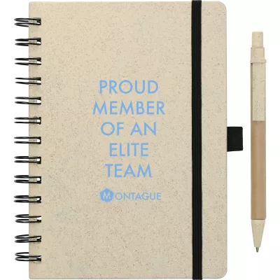 5'' x 7'' FSC® Mix Wheat Straw Notebook with Pen