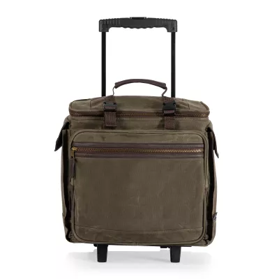 Somm 12 Bottle Wine Tote with wheels- Khaki/Brown