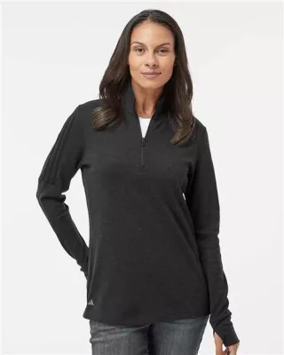 Adidas® Women's 3-Stripes Quarter-Zip Sweater Pullover Sweater
