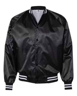 Augusta Sportswear® Satin Baseball Jacket w/Striped Trim