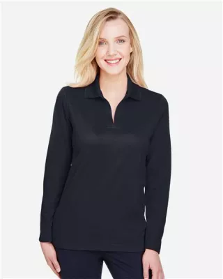 Devon and Jones® Women's CrownLux Performance® Plaited Long Sleeve Polo Shirt