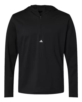 Adidas® Men's Lightweight Quarter-Zip Hooded Pullover Sweater