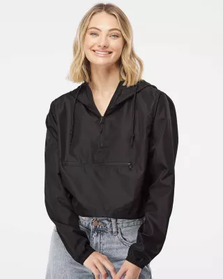 Independent Trading Co.® Women's Lightweight Quarter-Zip Pullover Crop Windbreaker Jacket